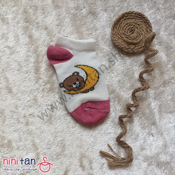 جوراب بچگانه سایز5 مدل خرس و ماه