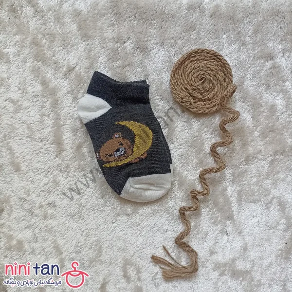 جوراب بچگانه سایز5 مدل خرس و ماه