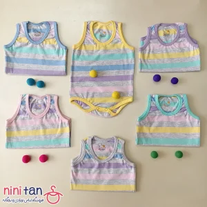 بادی رکابی زیردکمه نوزاد راه راه سایز 1 تا 6