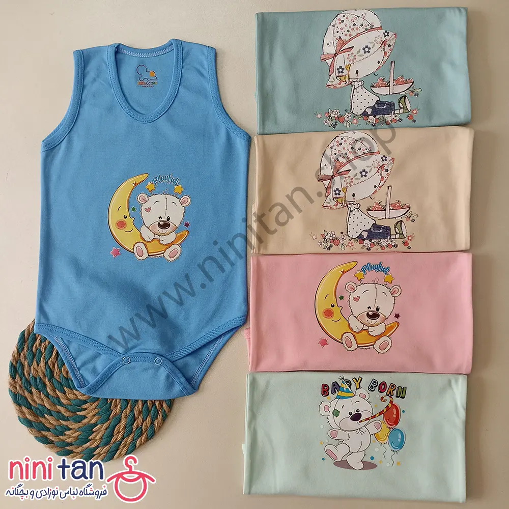 بادی زیر دکمه رکابی پنبه سایز 4 بادی رکابی نوزاد زیردکمه پنبه سایز 4