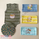 بادی رکابی نوزاد زیردکمه طرح دار سایز 2