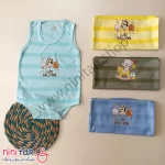 بادی رکابی نوزاد زیردکمه طرح دار سایز 3