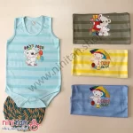 بادی رکابی نوزاد زیردکمه طرح دار سایز 6