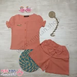 تاپ و شلوارک بچگانه یقه خشتی