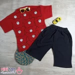 تی شرت شلوارک بچگانه قرمز سایز 45 طرح خرس