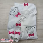 ست بیمارستانی نوزاد 7 تکه سفید پاپیون دار