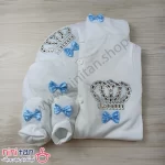 ست بیمارستانی نوزاد 7 تکه سفید پاپیون دار