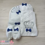 ست بیمارستانی نوزاد 7 تکه سفید پاپیون دار