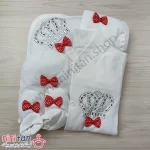 ست بیمارستانی نوزاد 7 تکه سفید پاپیون دار