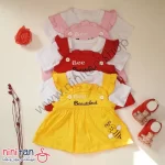 پیراهن دخترانه دوبندی مدل زنبور با تیشرت