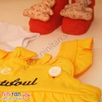 پیراهن دخترانه دوبندی مدل زنبور با تیشرت