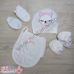 ست بیمارستانی نوزاد 7 تکه گربه صورتی - Image 3