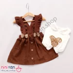 2 تیکه نوزادی سارافون پیراهن بچگانه مخمل