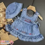 سارافون نوزادی جین مدل girl بچگانه کلاه دار