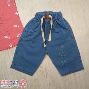 تیشرت و شلوارک دخترانه مدل خرگوش برجسته