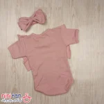 بادی دخترانه آستین کوتاه با هد سایز 1 تا 3