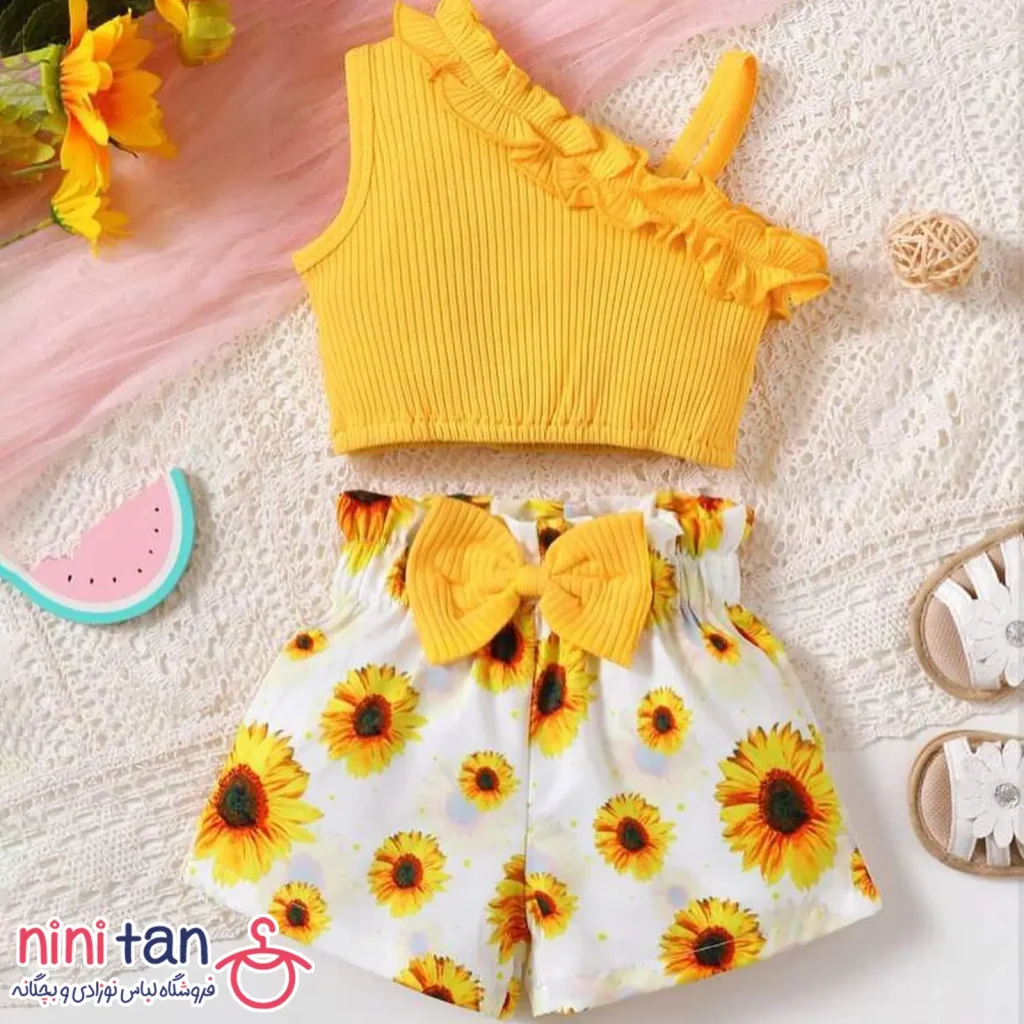 تاپ و شلوارک دخترانه آفتابگردان 6 ماه تا 6 سال