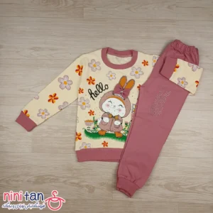 بلوز شلوار بچگانه دخترانه طرح خرگوش و پاپیون