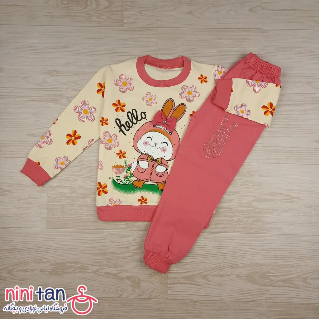 بلوز شلوار بچگانه دخترانه طرح خرگوش و پاپیون