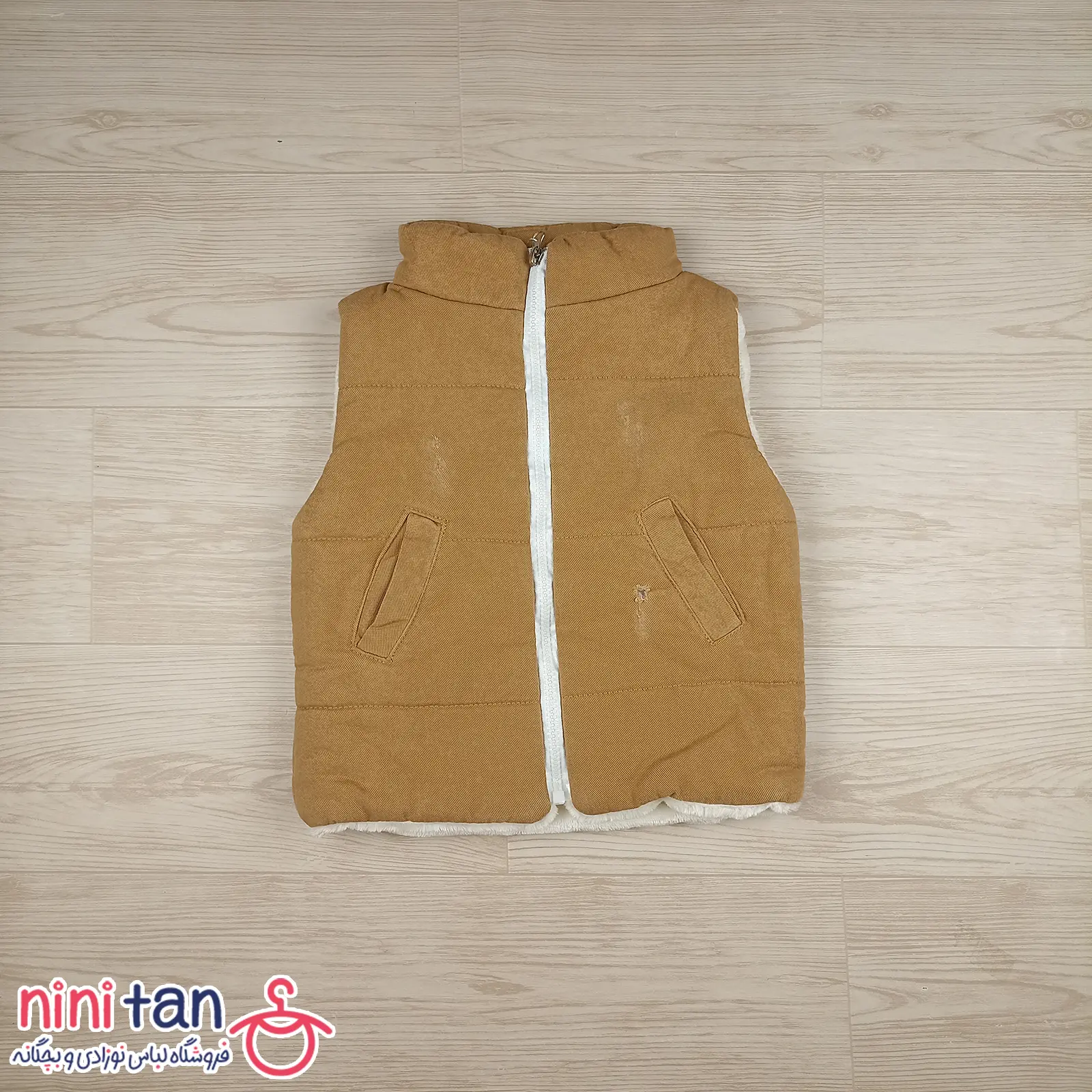 پافر بچگانه کتان سایز 4 و5 – قهوه ای (3) پافر بچگانه کتان سایز 4 و5 - قهوه ای - Image 1