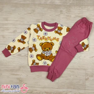 بلوز شلوار بچگانه دخترانه خرس و گل سایز ۳۵ تا ۵۰