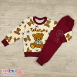 بلوز شلوار بچگانه دخترانه خرس و گل سایز ۳۵ تا ۵۰